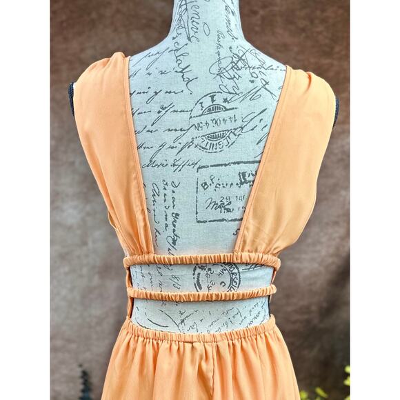 Semi Backless Sleeveless Gathered Waist Vero Moda Bonni Catch Mini Dress OrangeM - Picture 11 of 16